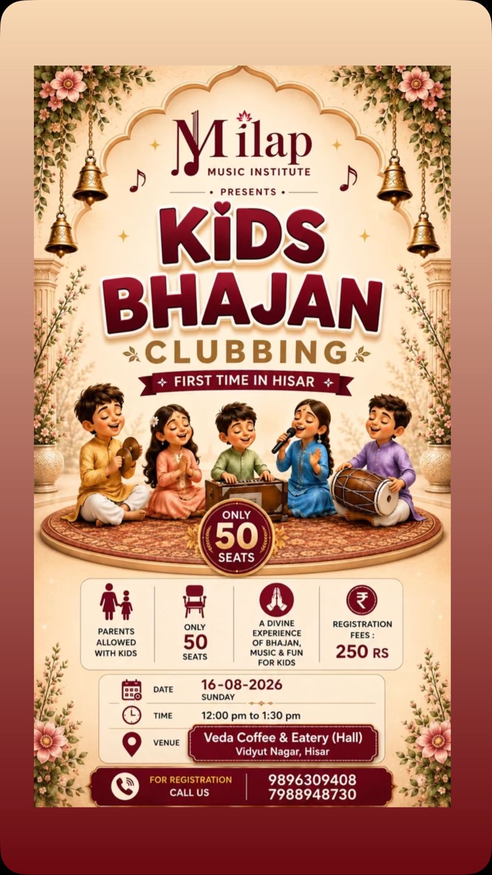 Kids Bhajan Clubbing poster with children singing